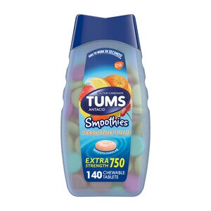 TUMS Smoothies Assorted Fruit Extra Strength Antacid Chewable Tablets For Heartburn Relief, 140 Tablets - 140 Ct , CVS