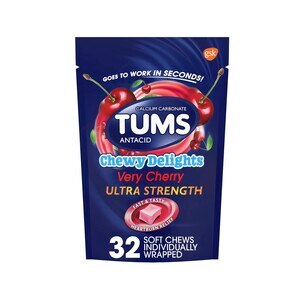 TUMS Antacid Chewy Delights Ultra Strength Soft Chews, Very Cherry, 32 Ct , CVS