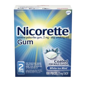 Nicorette Nicotine Stop Smoking Aid Gum Coated Flavored, 2 Mg White Ice Mint 100 Ct , CVS
