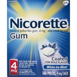 Nicorette Nicotine Stop Smoking Aid Gum Coated Flavored, 4 Mg White Ice Mint 160 Ct , CVS