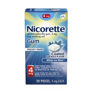 Nicorette Nicotine Stop Smoking Aid Gum Coated Flavored, 4 Mg White Ice Mint 20 Ct , CVS