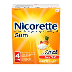  Nicorette Nicotine Gum to Stop Smoking, 4mg, Fruit Chill Flavor - 100 Count 