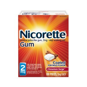 Nicorette Nicotine Stop Smoking Aid Gum Coated Flavored, 2 Mg Cinnamon Surge 100 Ct , CVS