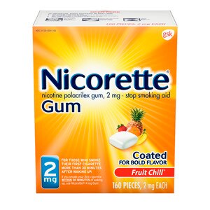Nicorette Nicotine Stop Smoking Aid Gum Coated Flavored, 2 Mg Fruit Chill 160 Ct , CVS