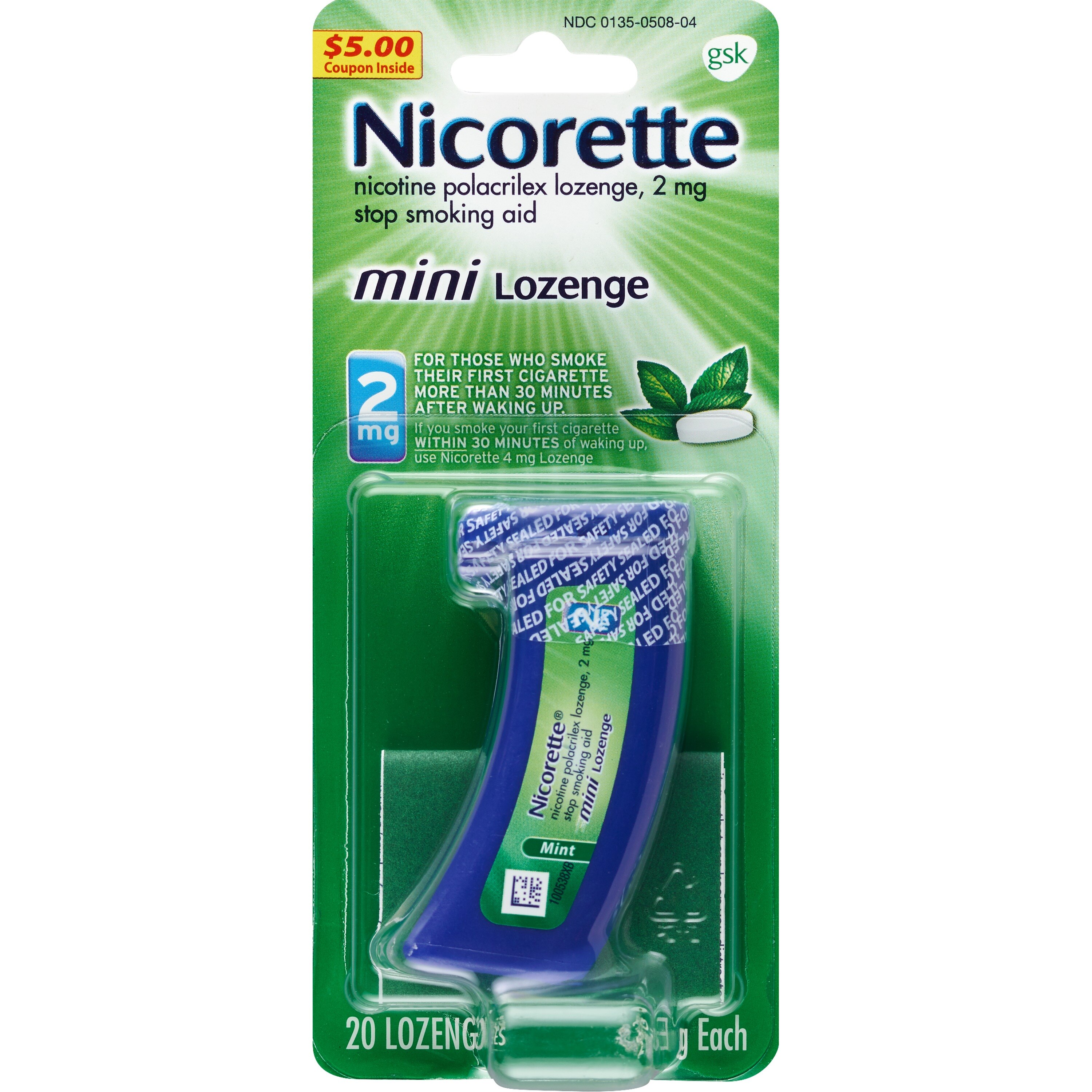 Nicorette Nicotine Mini Lozenge to Stop Smoking, Mint Flavor