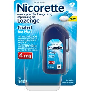  Nicorette Nicotine Lozenges to Stop Smoking, 4mg, Ice Mint Flavor - 20 Count 