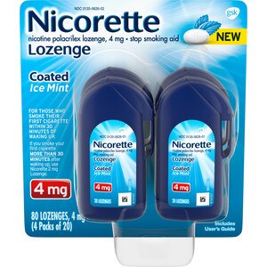 Nicorette 4mg Lozenge, Ice Mint, 80 Ct - 20 Ct , CVS