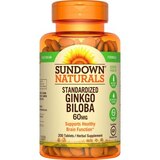 Sundown Naturals Ginkgo Biloba Standardized Extract Tablets 60mg, 200CT, thumbnail image 1 of 3