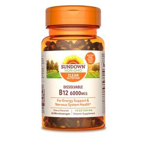 Sundown Naturals - Tabletas sublinguales de Vitamin B-12, 6000 mcg, 60 u.