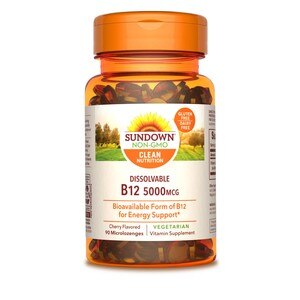 Sundown Naturals - Micropastillas de metilcobalamina B-12, disolución rápida, 5000 mcg, 90 u.