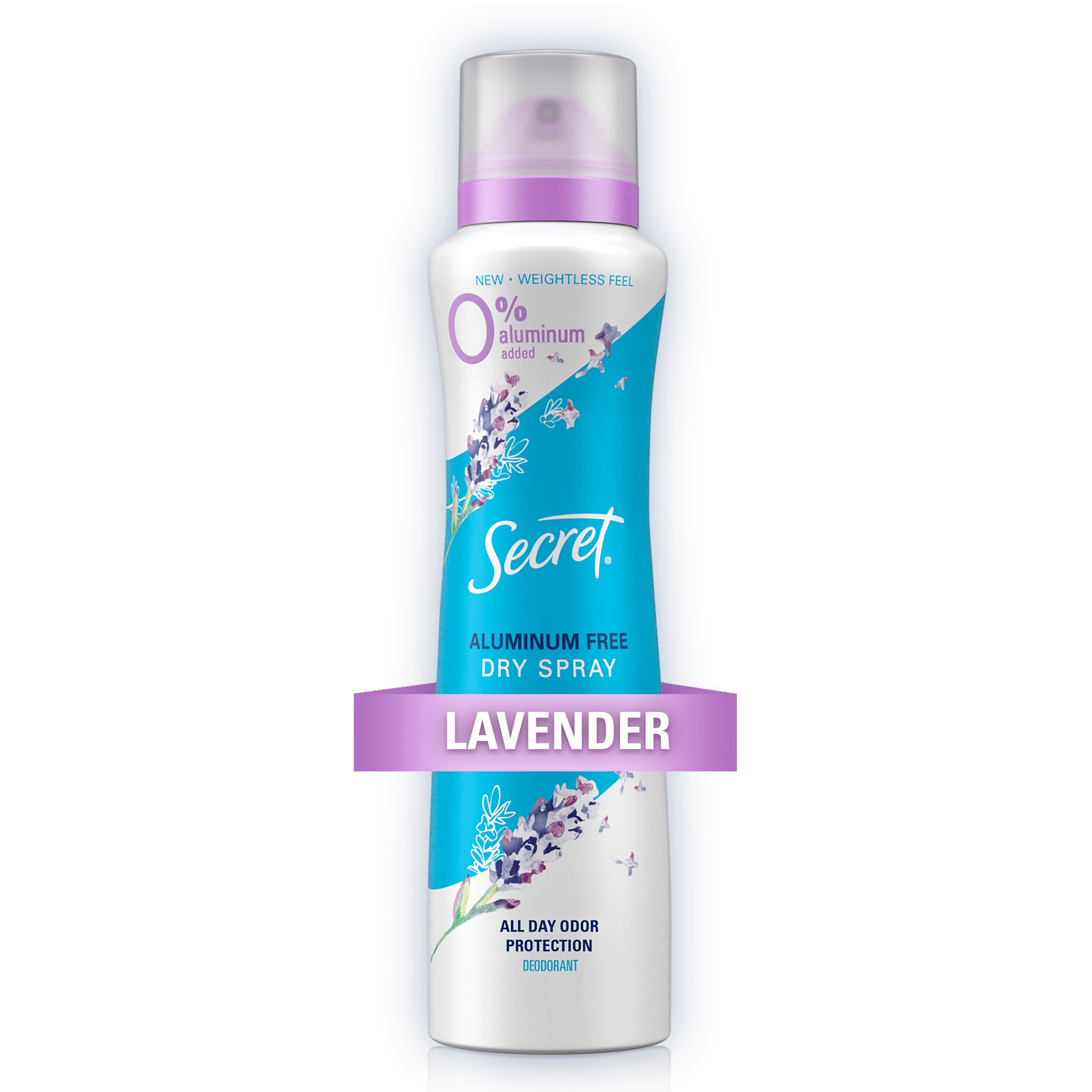 Secret Dry Spray Aluminum Free Deodorant, Lavender and Hemp Seed Oil, 4.1oz.