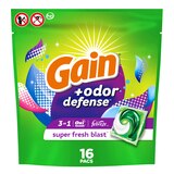 Gain Flings Laundry Detergent Pacs with Odor Defense, Super Fresh HE 3in1 Detergent Pacs with Febreze and Oxi, 16 ct, thumbnail image 1 of 11