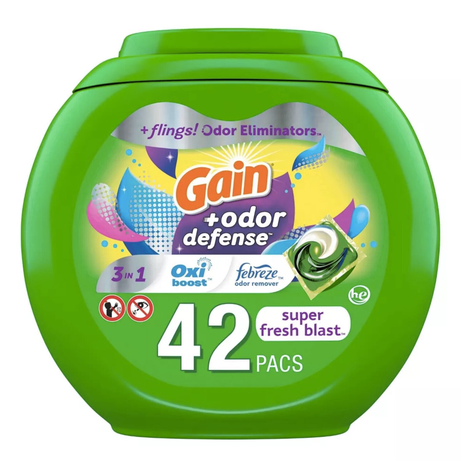 Gain Flings Laundry Detergent Pacs With Febreze Oxi And Odor Defense, Super Fresh, 42 Ct , CVS