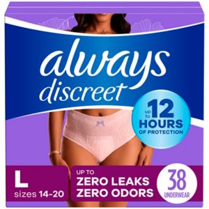 Always Discreet Women's Incontinence and Postpartum Underwear, L, 38 CT
