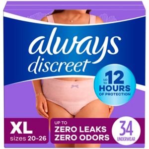 Always Discreet Women's Incontinence and Postpartum Underwear, XL, 34 CT