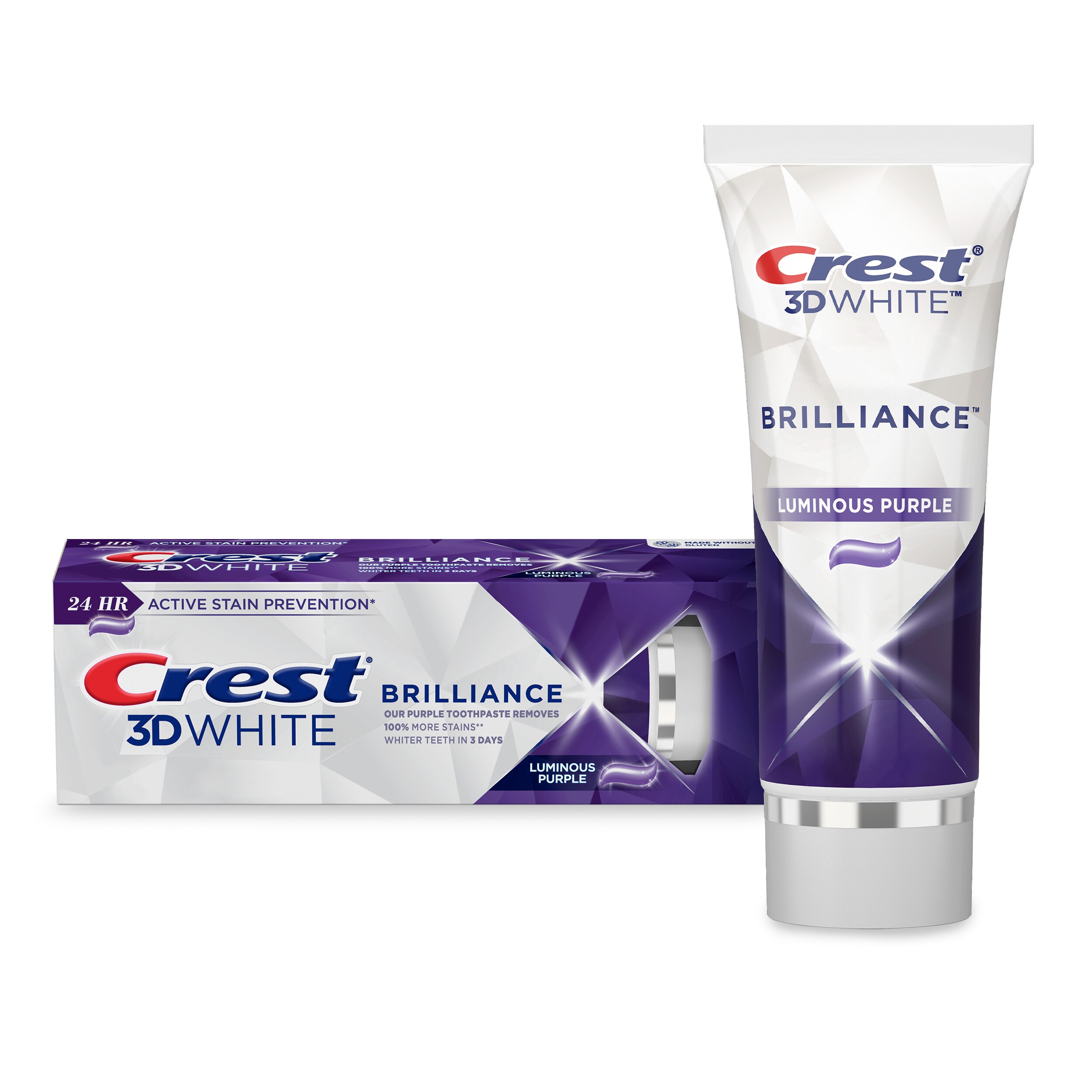 Crest 3D White Brilliance Fluoride Anticavity 24 Hour Active Stain Prevention Toothpaste, Luminous Purple, 3.5 Oz , CVS