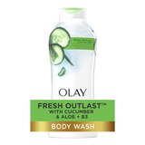 Olay Fresh Outlast Body Wash, Cucumber and Aloe, 22 oz, thumbnail image 5 of 9