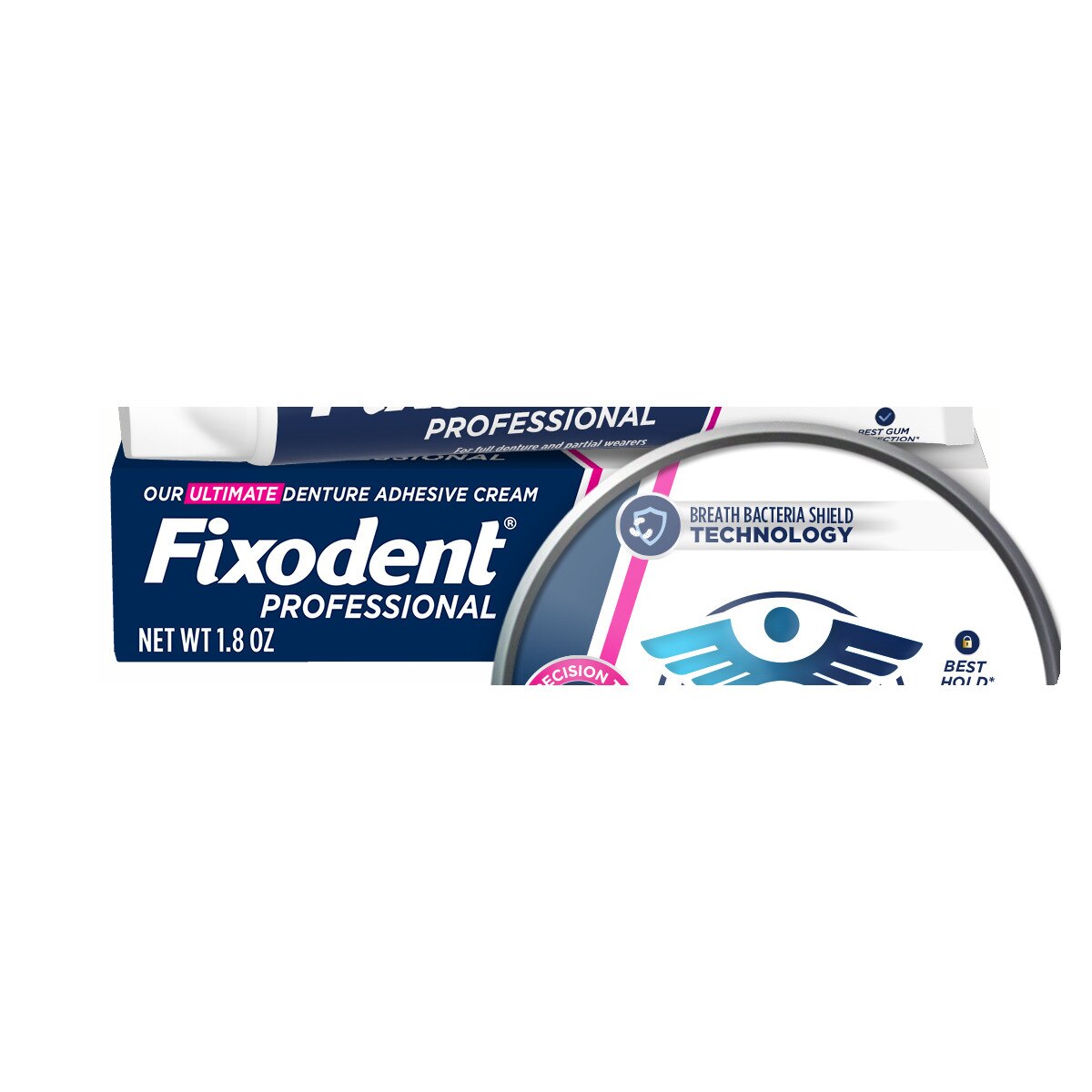 Fixodent Professional Ultimate Denture Adhesive Cream for Full and Partial Dentures, with Breath Bacteria Shield Technology