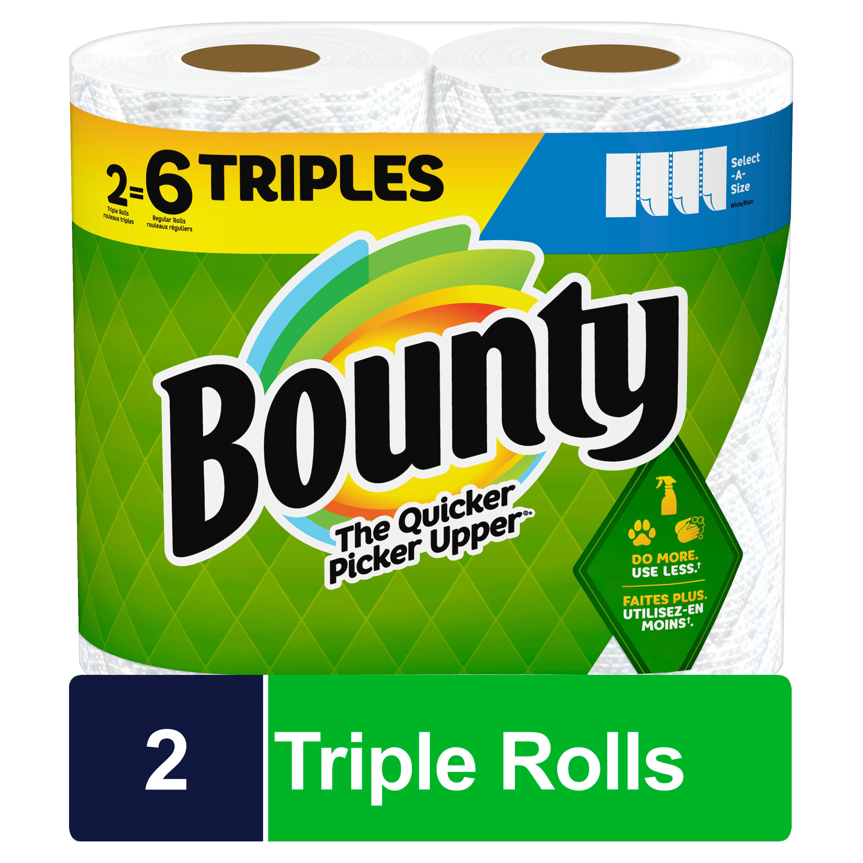 Bounty Select-A-Size Paper Towels, 2 Triple Rolls, White, 135 Sheets Per Roll , CVS