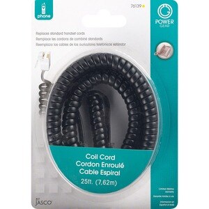 GE - Cable espiral, negro, 25'