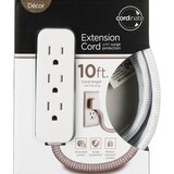 Cordinate Extension Cord 3 Outlets with Surge Protection, 10 ft, Gray/White, thumbnail image 1 of 5