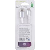 Philips USB to Lightning Cable, 6 ft, White, Braided, thumbnail image 2 of 3