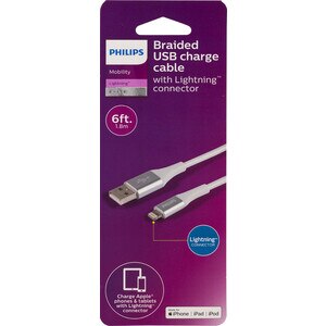 Philips USB-C to Lightning Cable, 4ft, Basic, White