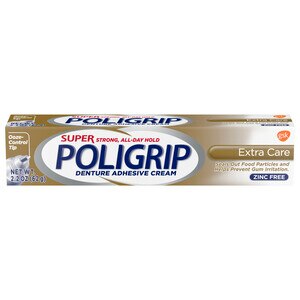 Super Poligrip Denture Adhesive Cream, Zinc-Free, Extra Care, 2.2 Oz , CVS