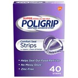 Poligrip Super Strong, All-Day Hold Denture Adhesive Strip, Comfort Seal Strips for Uppers, Lowers, and Partials, Zinc-Free, 40 Strips, thumbnail image 1 of 10