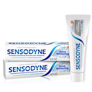 Sensodyne Sensitivity Toothpaste, Extra Whitening, for Sensitive Teeth, 24/7 Protection, 4 ounce (Pack of 2)