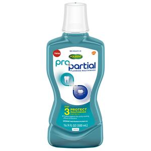 Polident ProPartial Anticavity Fluoride Mouthwash, 16.9 OZ