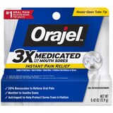 Orajel Medicated Instant Pain Relief Gel for All Mouth Sores with 20% Benzocaine, thumbnail image 1 of 5