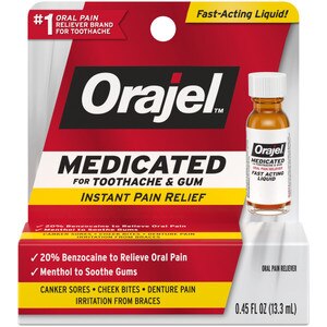 Orajel Medicated For Toothache & Gum Instant Pain Relief Liquid With 20% Benzocaine, 0.45 Oz , CVS