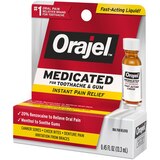 Orajel Medicated For Toothache & Gum Instant Pain Relief Liquid with 20% Benzocaine, 0.45 OZ, thumbnail image 3 of 5