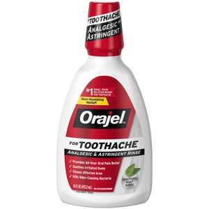  Orajel Toothache Double Medicated Soothing Rinse Mint, 16 OZ 