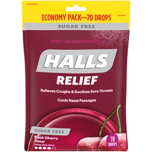 HALLS Sugar Free Black Cherry Cough Drops, 7.65 OZ