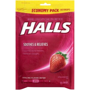 Halls Throat Lozenge, Strawberry, 80 Ct , CVS