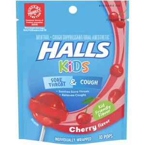 HALLS KIDS Cough and Sore Throat Pops, 10 Pops