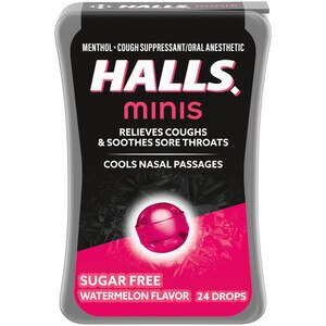 Halls Sugar Free Minis Cough Drops, Watermelon, 24 Ct , CVS