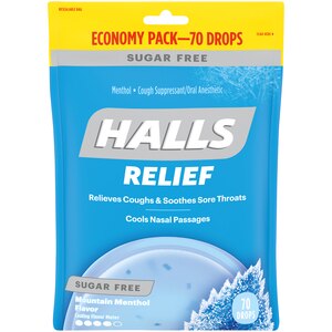 Halls Relief Sugar Free Cough Drops, Mountain Menthol, 70 Ct , CVS