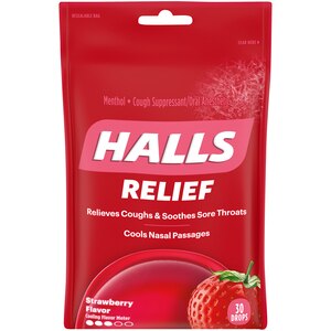 Halls Triple Soothing Action Cough Drops, Strawberry