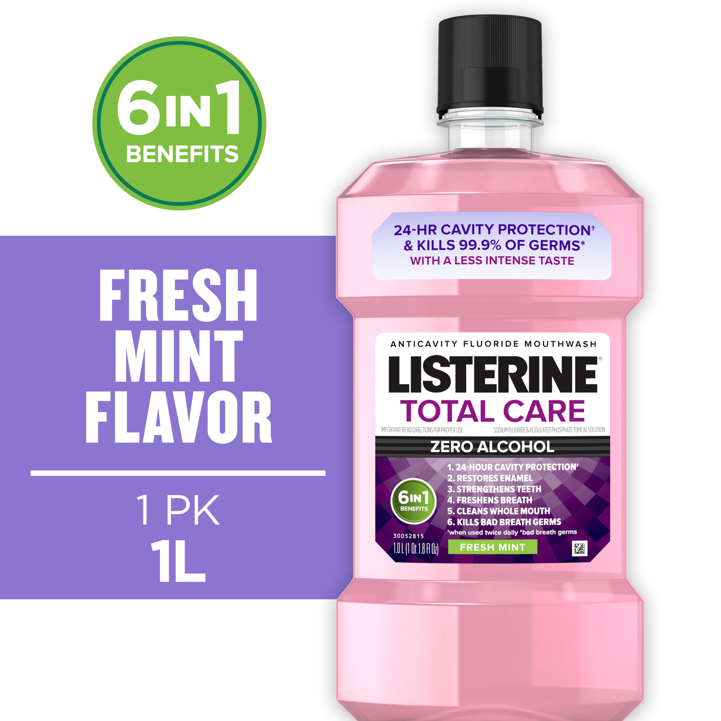 Listerine Total Care Anticavity Fluoride Mouthwash, Zero-Alcohol, Fresh Mint, 1 L - 33.8 Oz , CVS