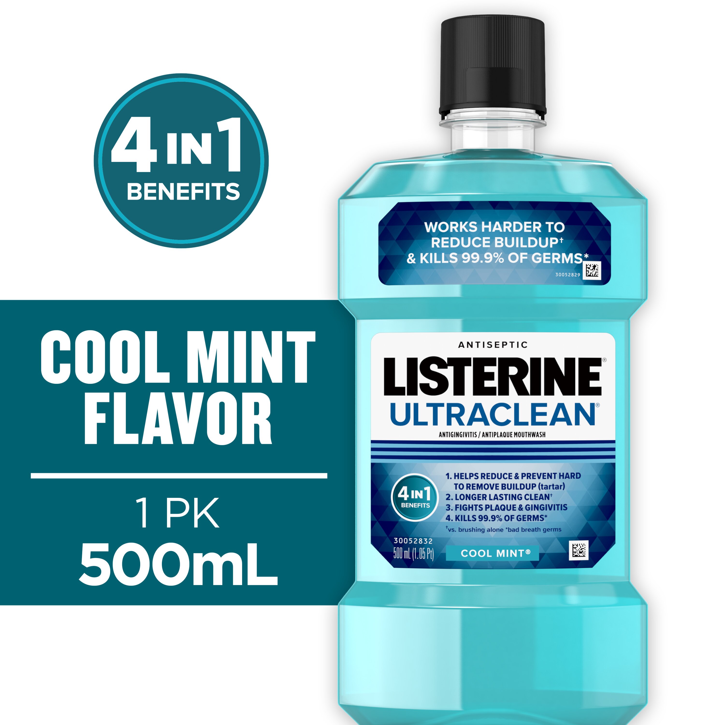 Listerine Ultraclean Antiseptic Antigingivitis Mouthwash for Tartar and Plaque, Cool Mint