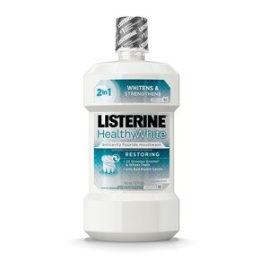 Listerine Healthy White Restoring Anticavity Fluoride Mouthwash, Clean Mint