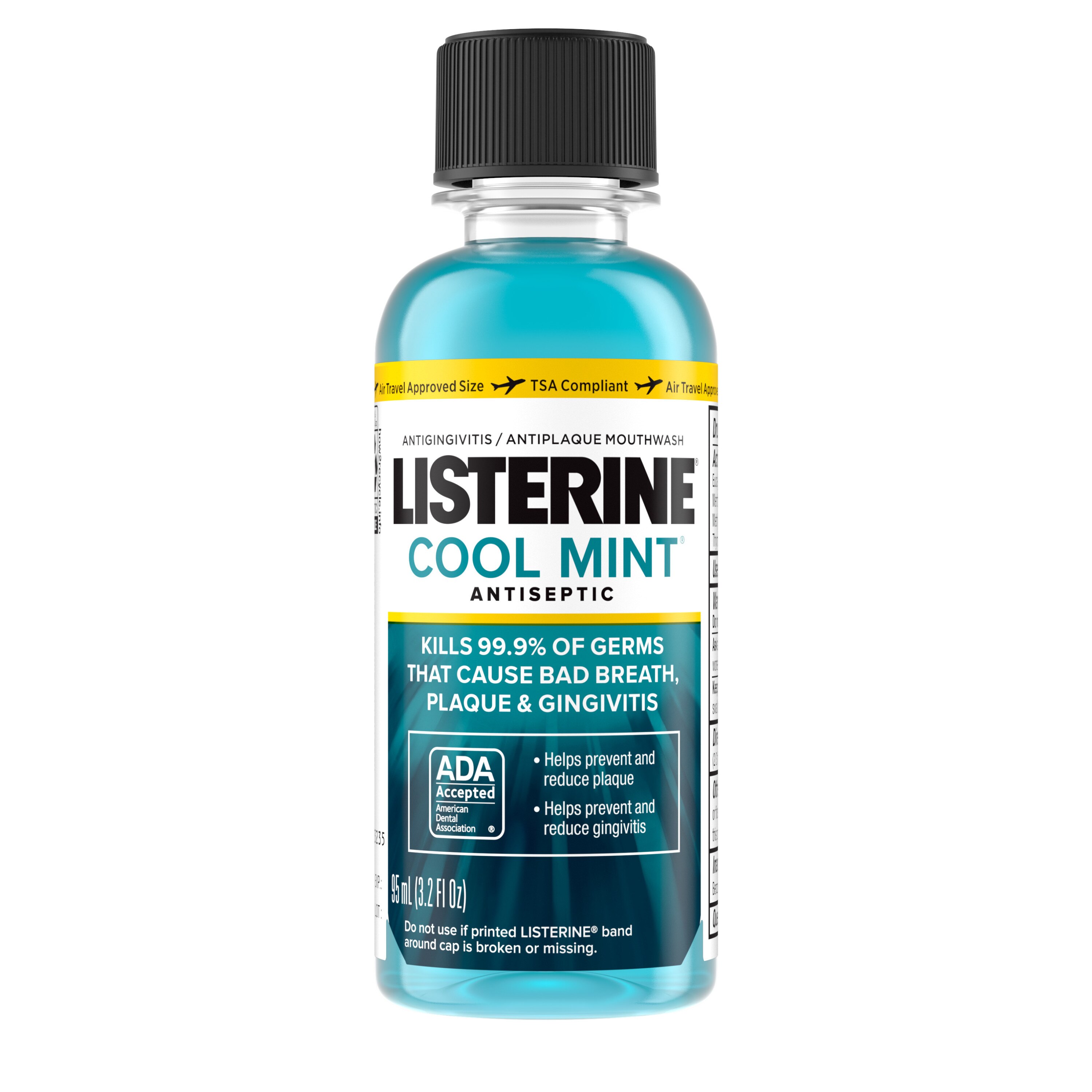 Listerine Travel Size Cool Mint Antiseptic Mouthwash for Bad Breath, 3.2 OZ