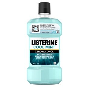 Listerine Zero Cool Mint Mouthwash For Fresh Breath And To Kill Bad Breath Germs, 16.9 OZ