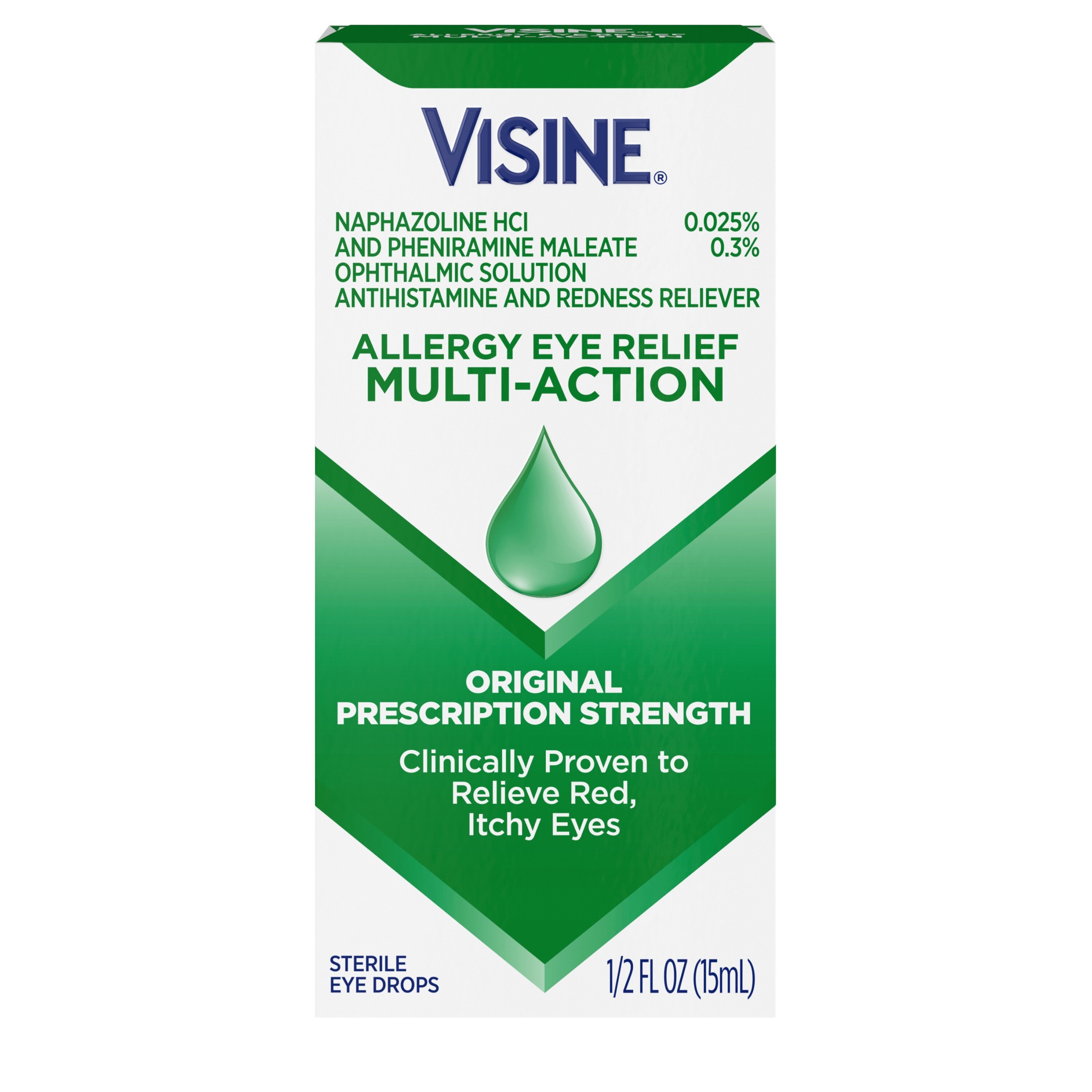 Visine-A Antihistamine + Redness Multi-Action Eye Allergy Reliever Eye Drops, 0.5 OZ