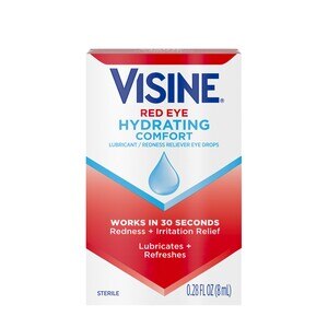 Visine Red Eye Hydrating Comfort - Gotas lubricantes para ojos, 0.28 oz líq.