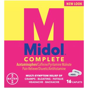 Analgésico para los dolores menstruales Midol Complete en cápsulas con acetaminofén