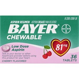 Bayer Low Dose Aspirin 81 MG Chewable Tablets, 36 CT, Cherry , CVS